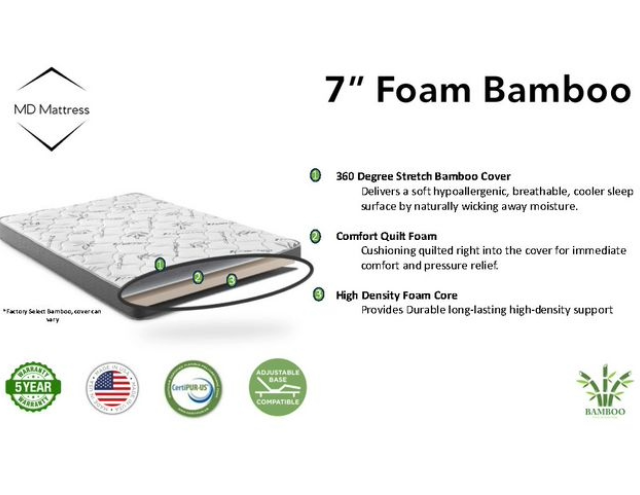 7" Bamboo Plush All Foam Mattress