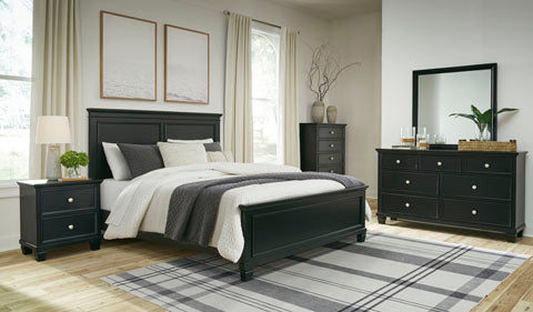 Fortman Pure Black Panel Bed
