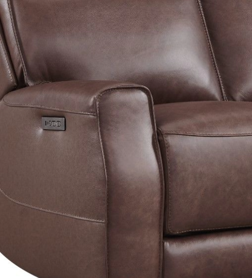 Leather Italia™ Sydney Brown Dual Power Reclining Loveseat with Console