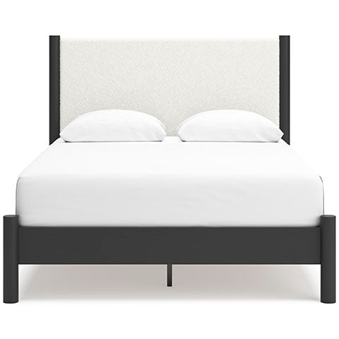 Cadmori Black Full Upholstered Panel Bed
