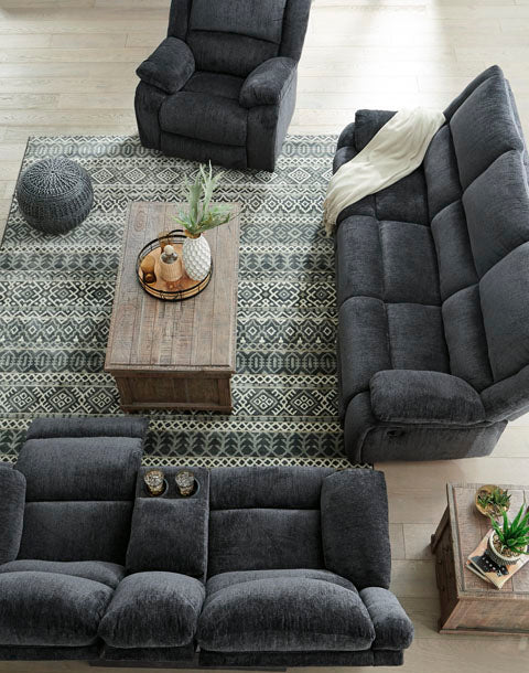 Draycoll Slate Power Reclining Loveseat with Console