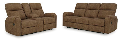 Edenwold Brindle Reclining Sofa and Loveseat Set