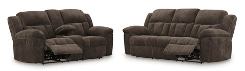 Frohn Chocolate Reclining Sofa and Loveseat