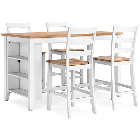 Gesthaven White 3-pc Counter Height Dining Table with Shelves Set