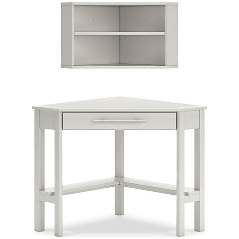Grannen White Home Office Corner Desk with Bookcase