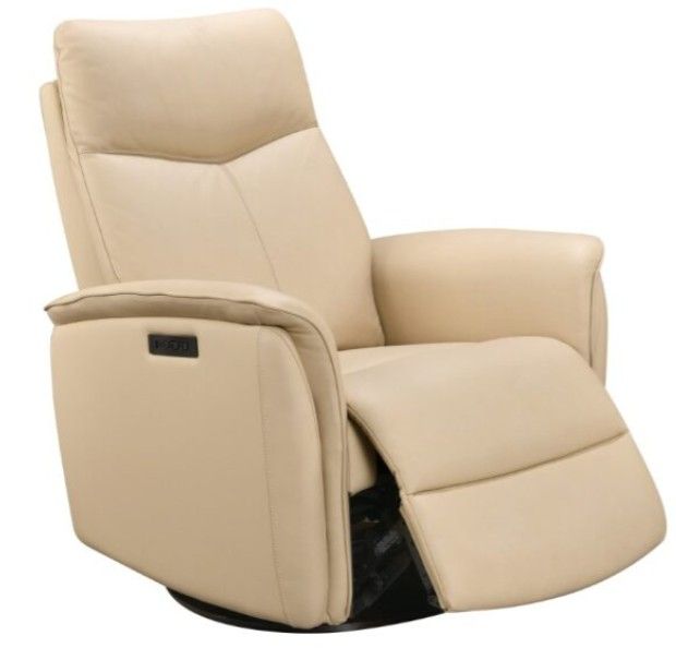 Inman Leather Swivel Chair w/ Power Headrest & Footrest by Leather Italia