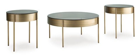 Jettaya Brushed Brass Coffee and End Tables