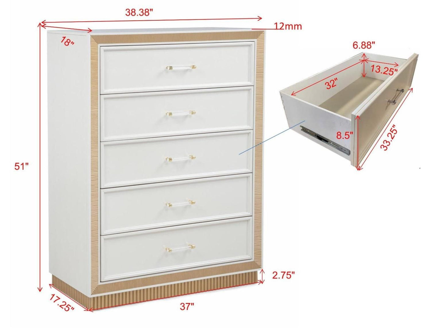 The LOLO Gold Chest of Drawers