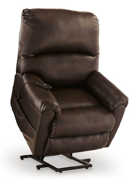 Shadowboxer Chocolate Faux Leather Power Lift Recliner