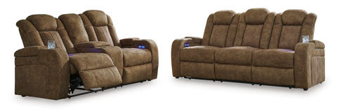 Wolfridge Brindle Power Reclining Sofa and Loveseat Set