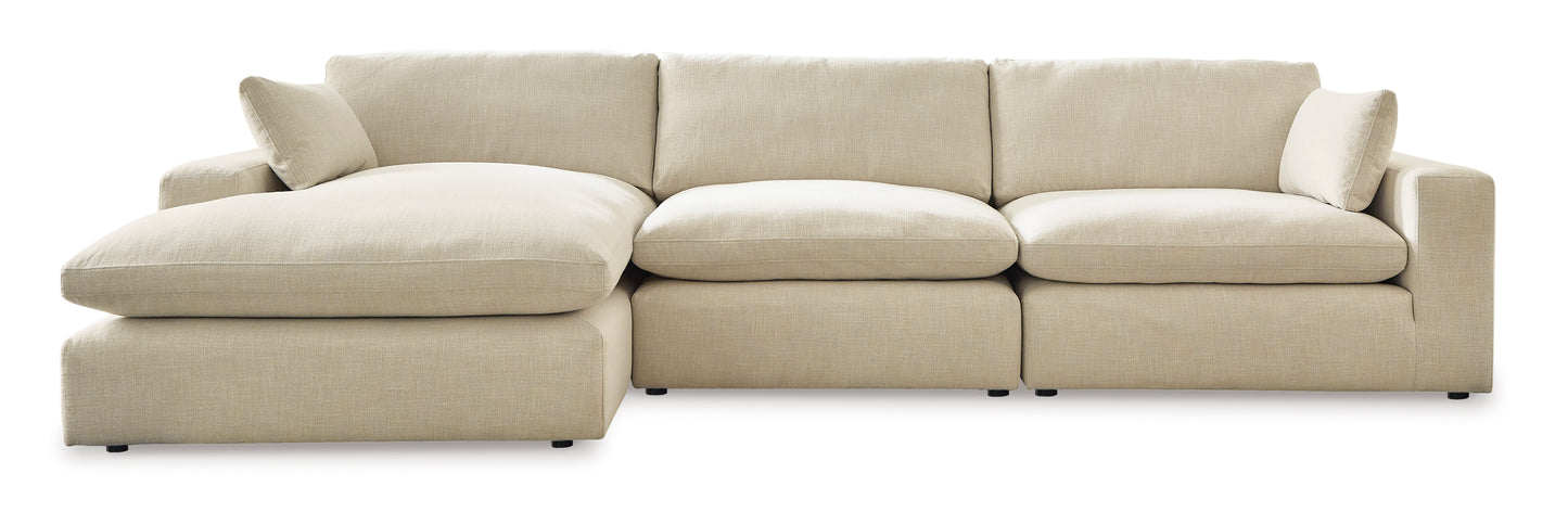 Linen Cloud Down Three Piece Sectional with Chaise Lounge