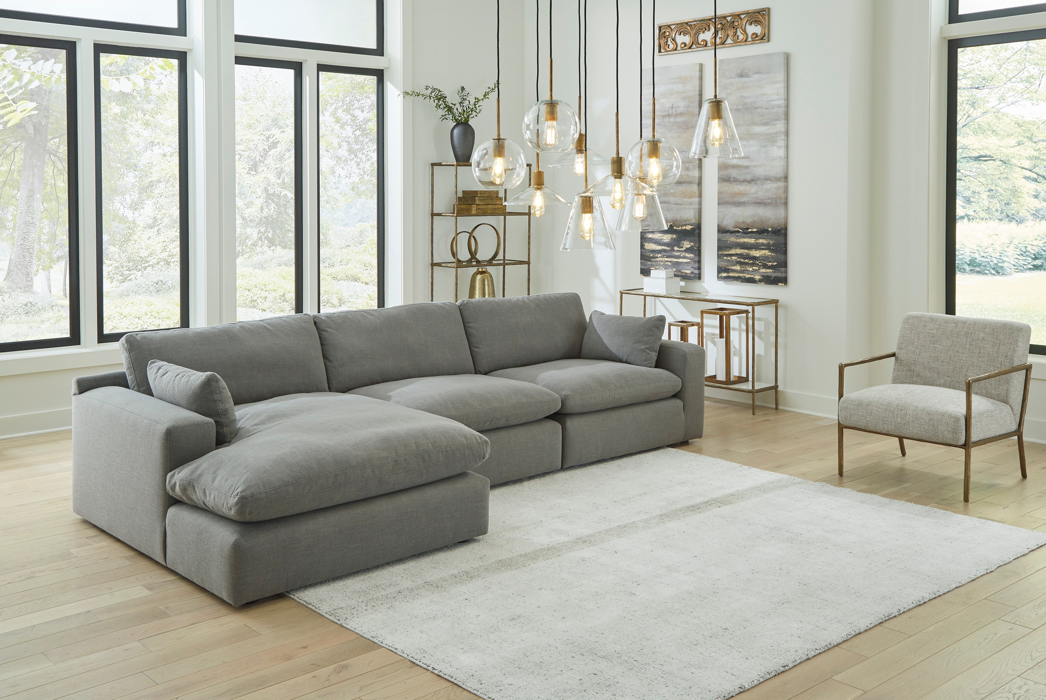 Grey sectional best sale with chaise lounge