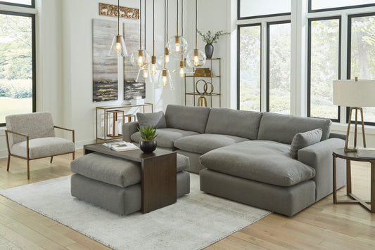 Cloud Down Grey Three Piece Sectional with Chaise Lounge