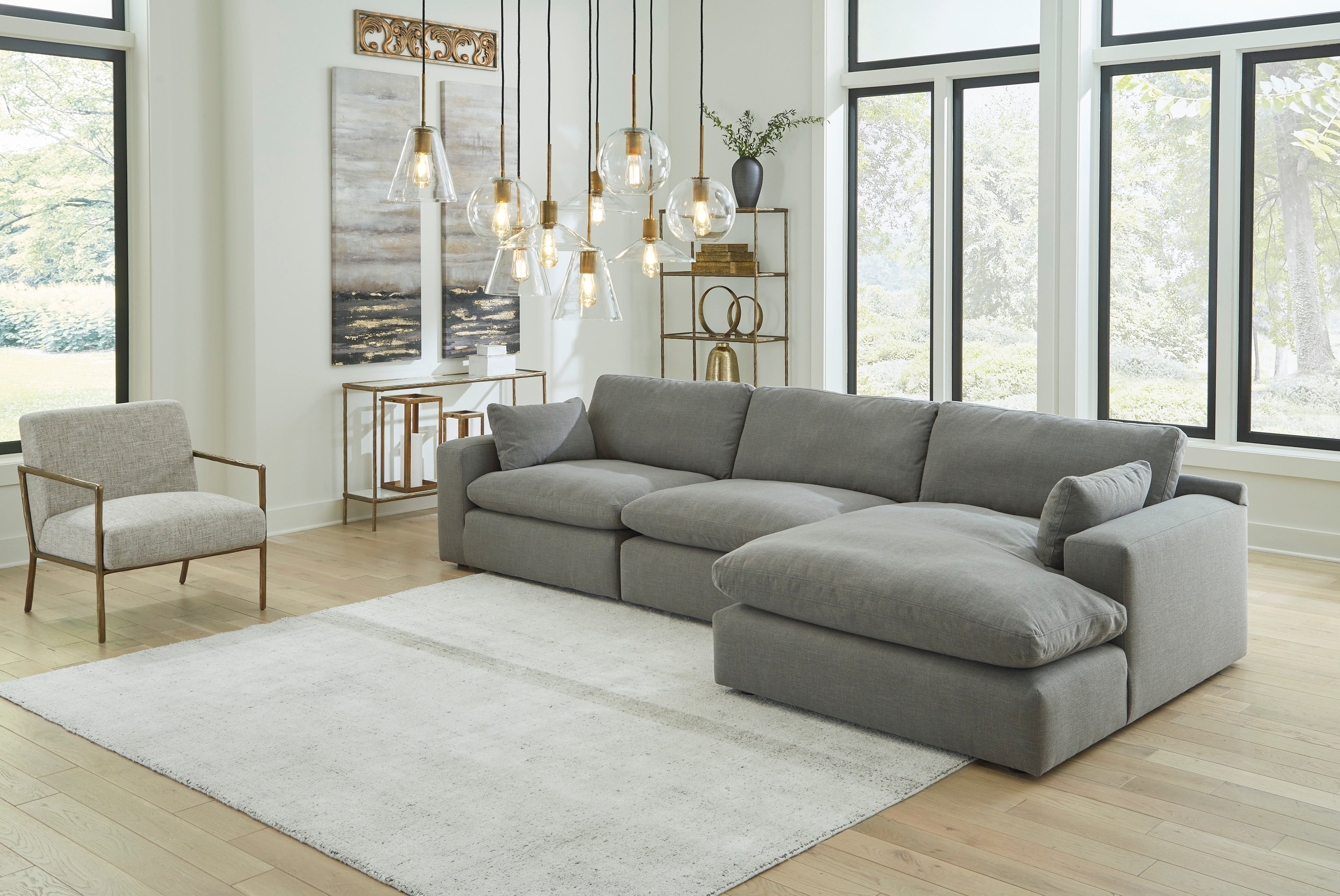 Down sectional shop with chaise