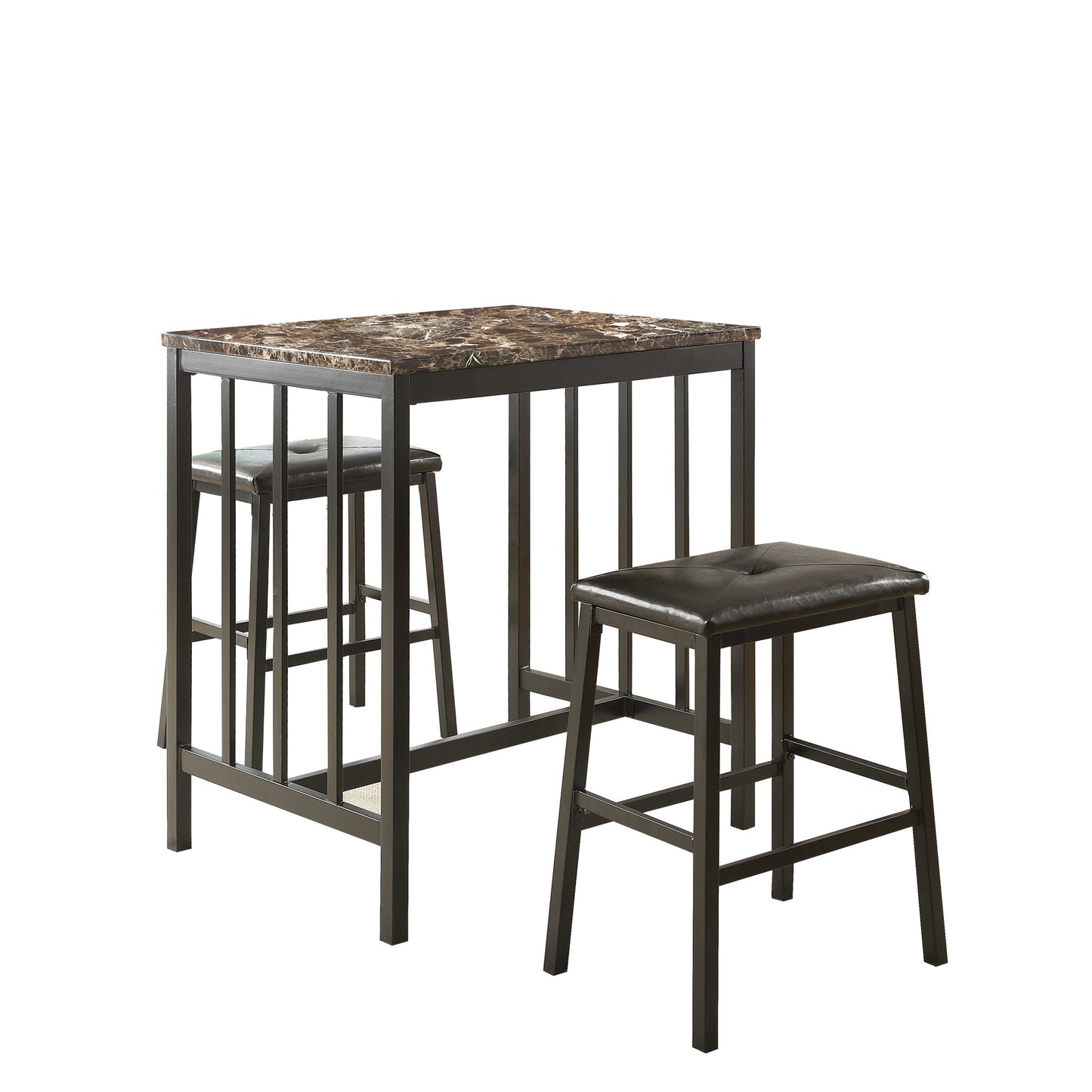 Edgar Faux Marble Three Pieces Pub Height Dining Set