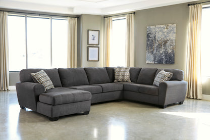 Signature Designer Ambee Grey Three Piece Sectional with Chaise Lounge