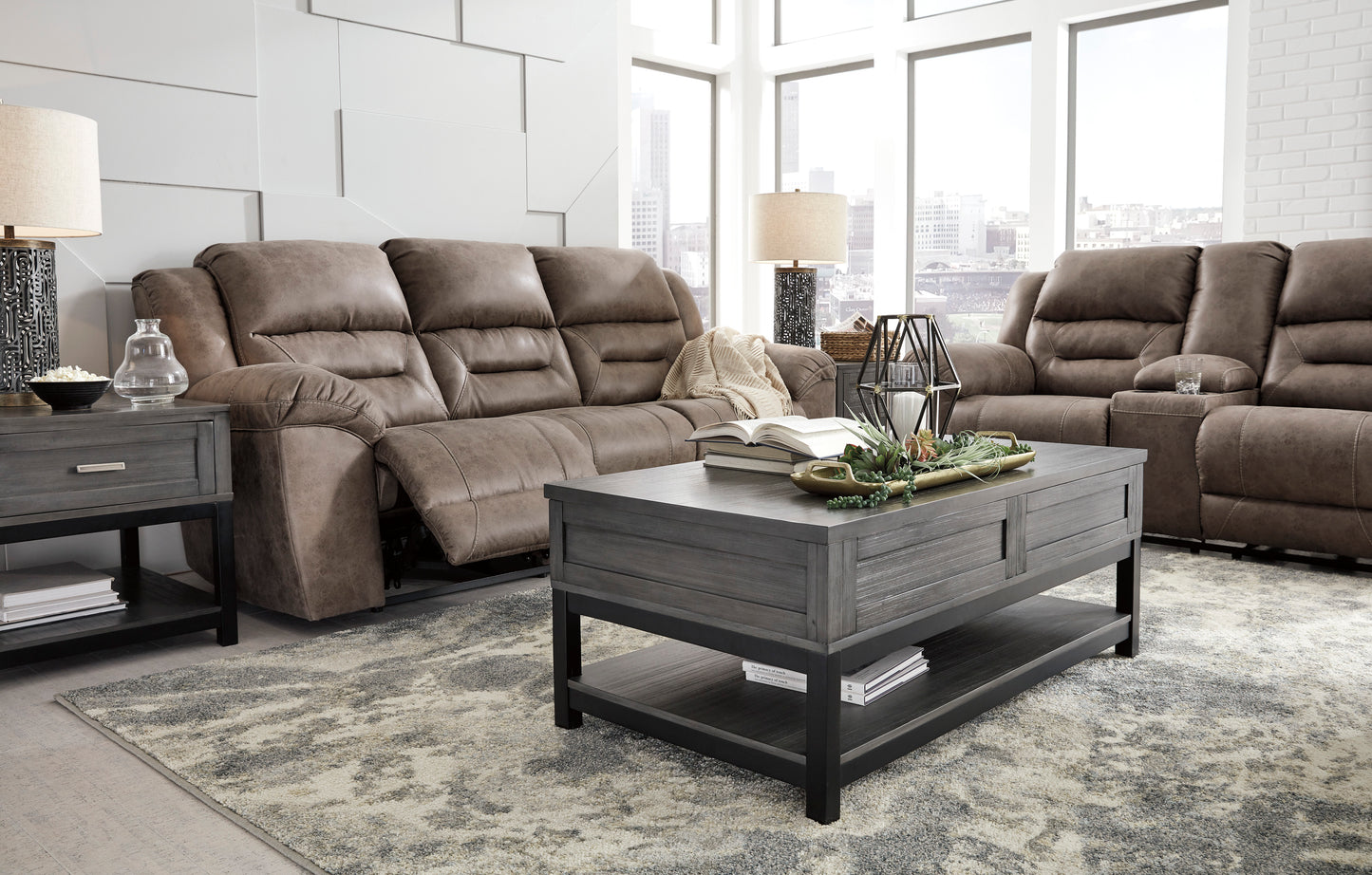 Stoneland Fossil Sand Reclining Sofa