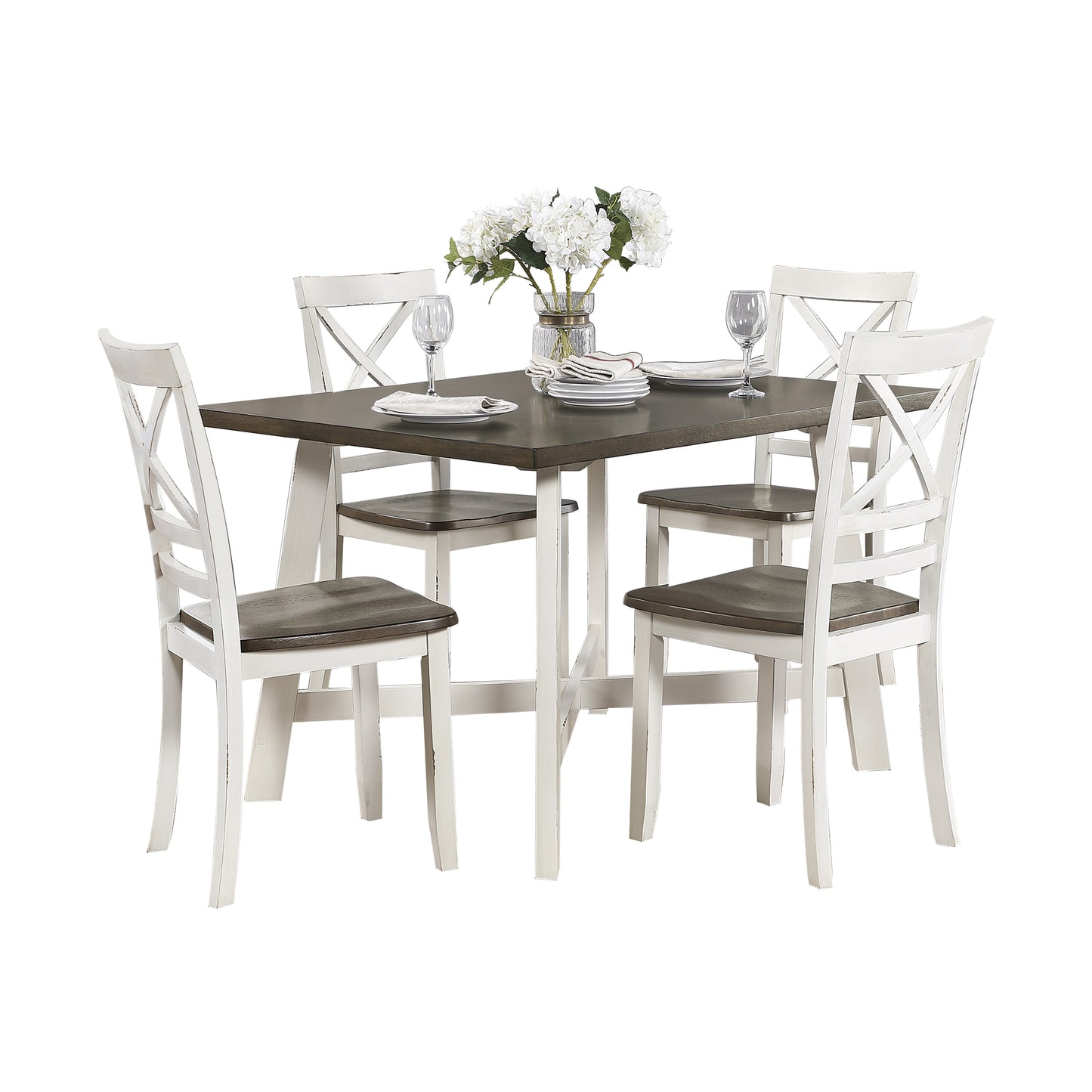 Farmhouse Cowboy Country Five Piece Dining Table and Four Chairs