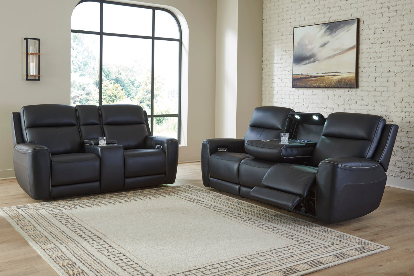 5Z-Comfort Onyx Power Reclining Sofa and Loveseat Set