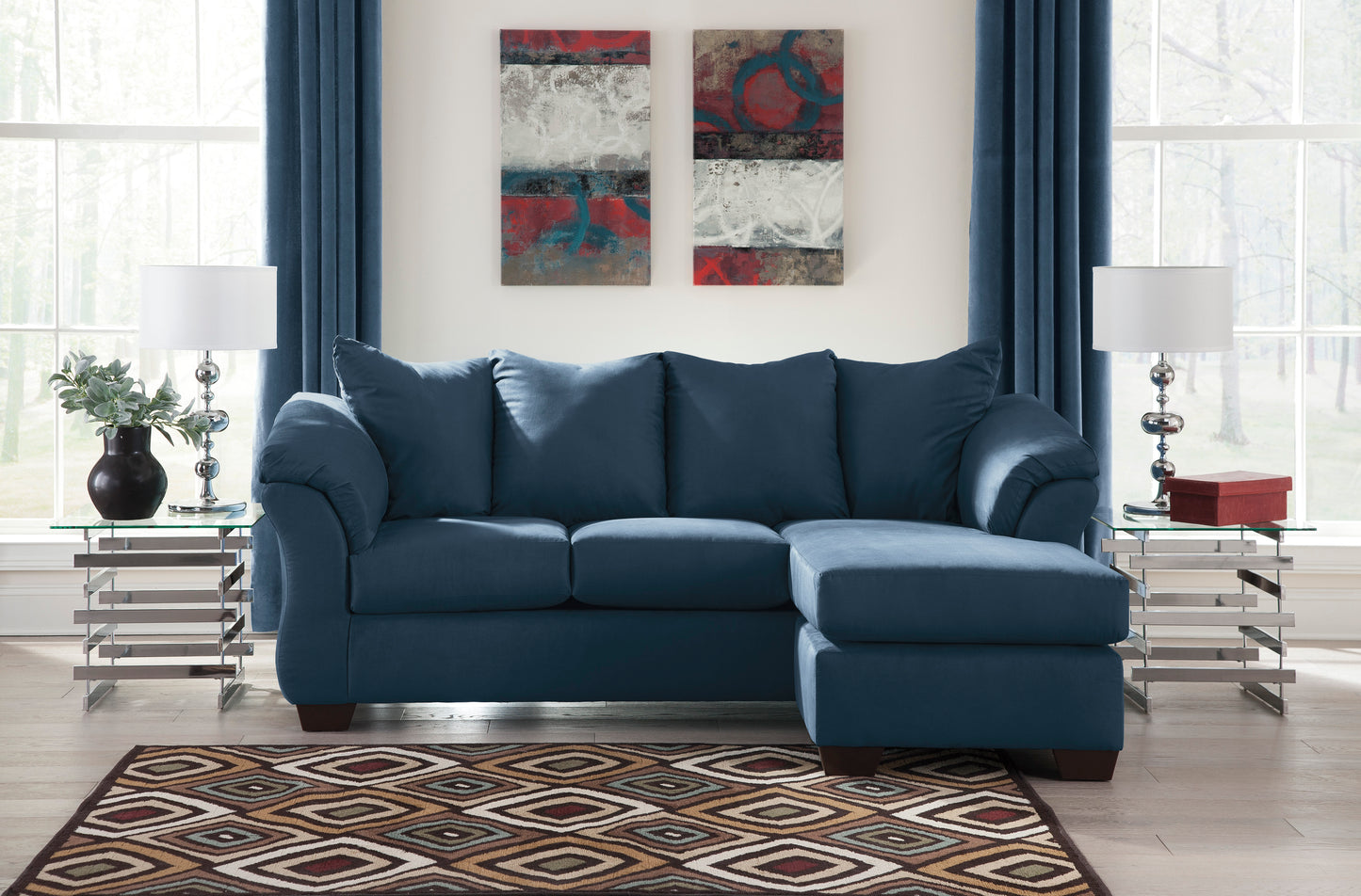 Darcy Blue Sofa-chaise Two Piece Sectional