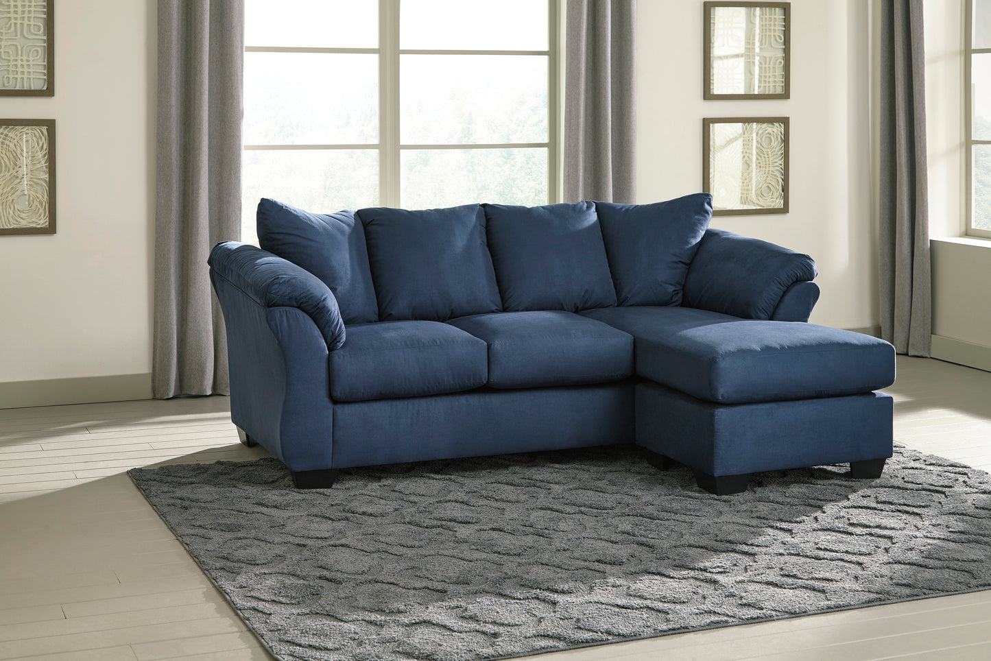 Darcy Blue Sofa-chaise Two Piece Sectional