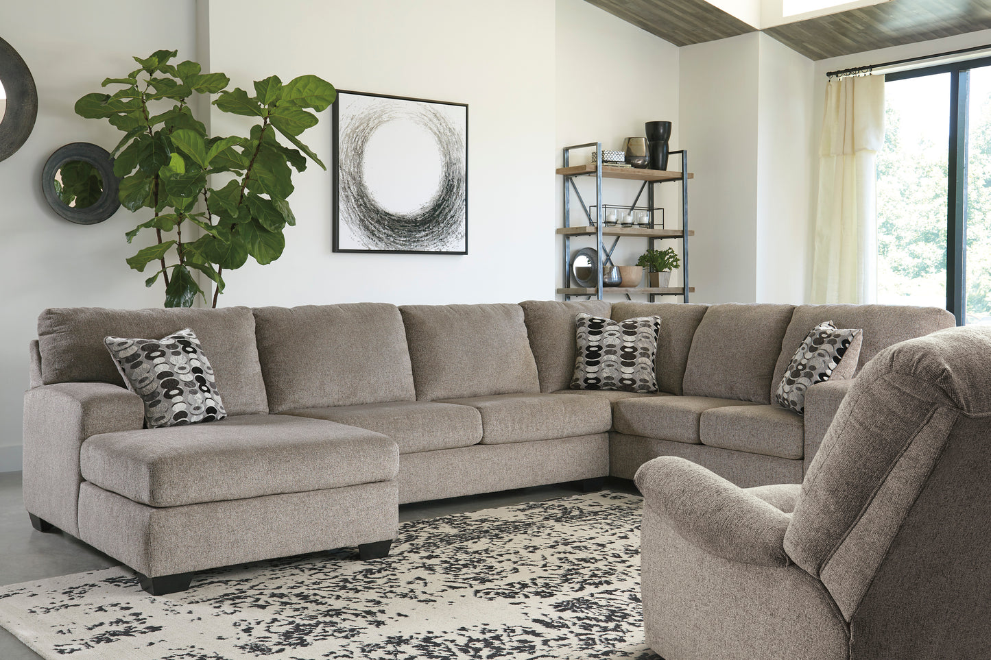 Ballinsloe Platinum Grey Three Piece Sectional with Chaise