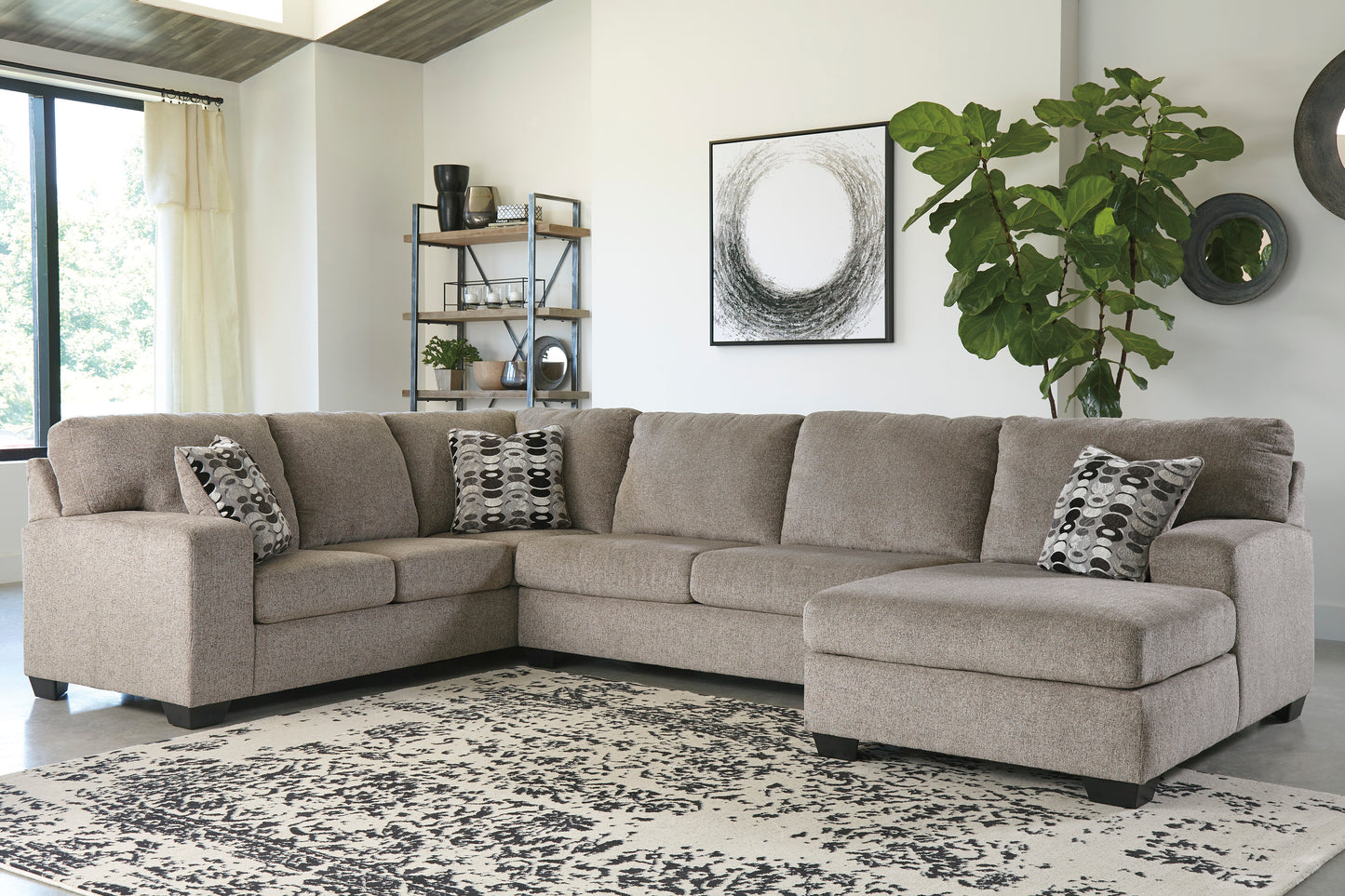 Ballinsloe Platinum Grey Three Piece Sectional with Chaise