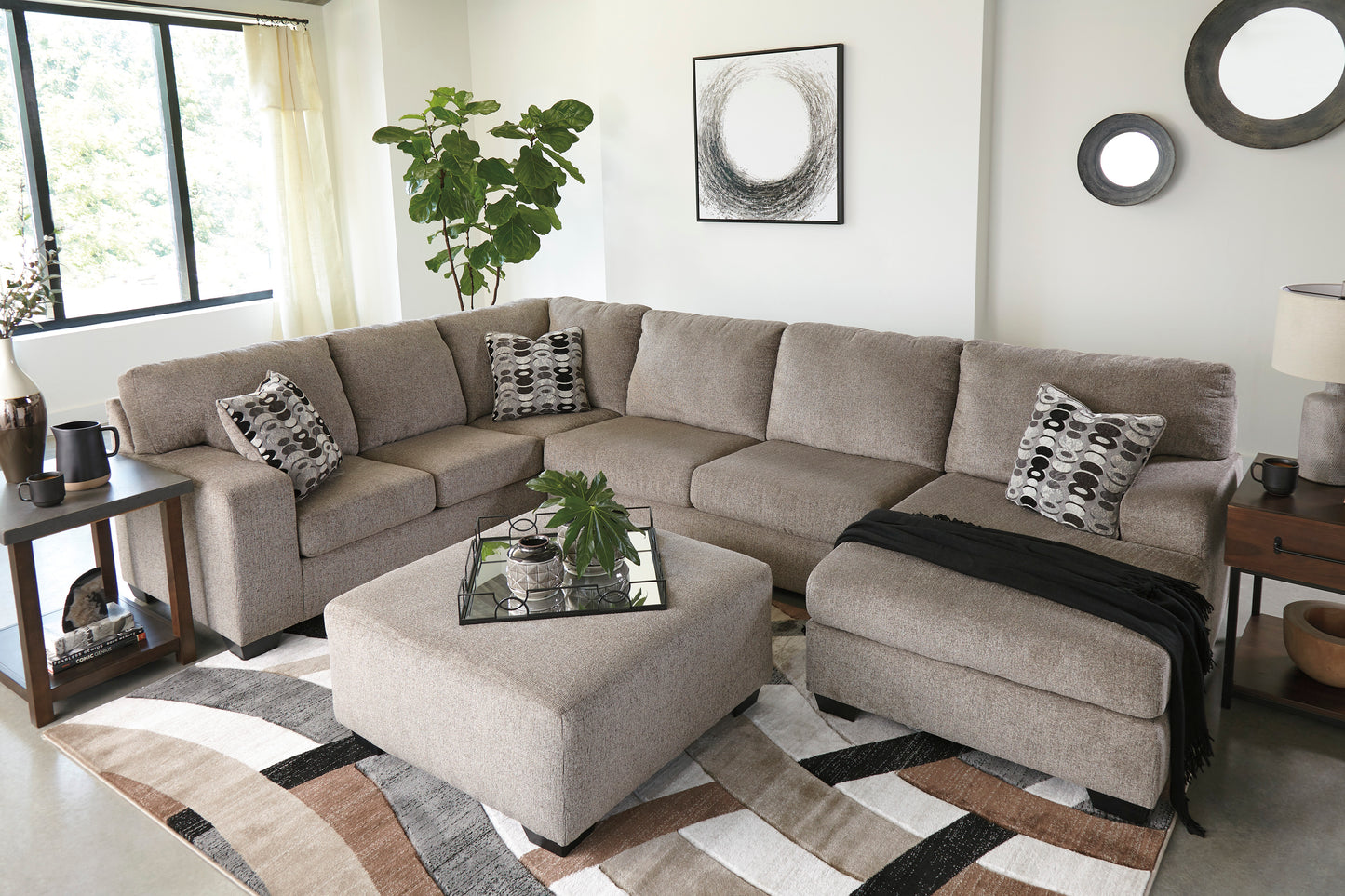 Ballinsloe Platinum Grey Three Piece Sectional with Chaise