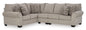 Claireah Light Grey 3-Piece Sectional