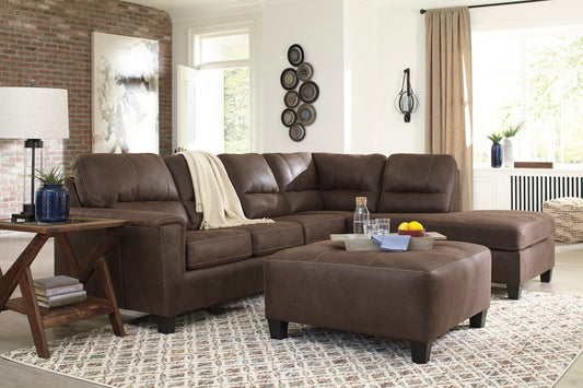 Navi Chestnut Two Piece Sectional With Chaise