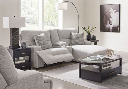 Acklen Place Pewter 3-Piece Power Reclining Sectional Sofa with Chaise and Console