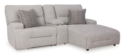 Acklen Place Pewter 3-Piece Power Reclining Sectional Sofa with Chaise and Console