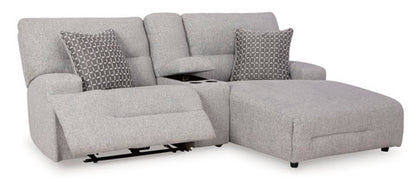 Acklen Place Pewter 3-Piece Power Reclining Sectional Sofa with Chaise and Console