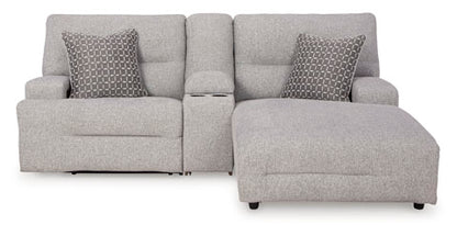 Acklen Place Pewter 3-Piece Power Reclining Sectional Sofa with Chaise and Console