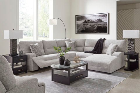 Acklen Place Pewter 6-Piece Power Reclining Sectional with Chaise