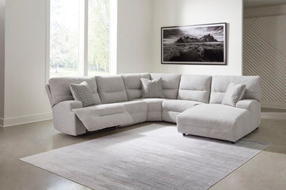 Acklen Place Pewter 6-Piece Power Reclining Sectional with Chaise