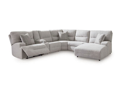 Acklen Place Pewter 6-Piece Power Reclining Sectional with Chaise