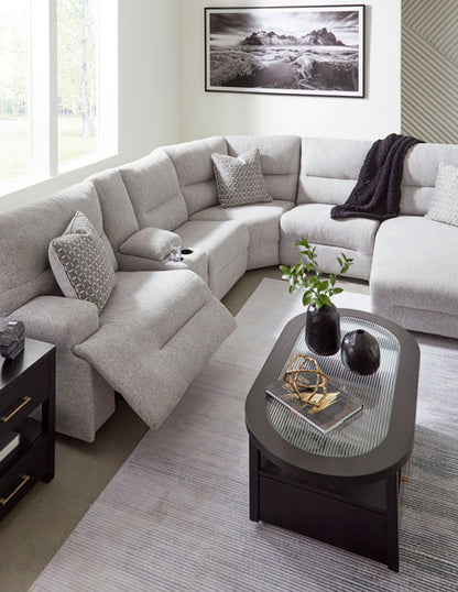 Acklen Place Pewter 6-Piece Power Reclining Sectional with Chaise