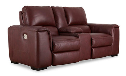Alessandro Garnet Power Reclining Loveseat with Console