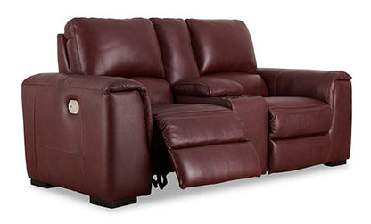 Alessandro Garnet Power Reclining Loveseat with Console