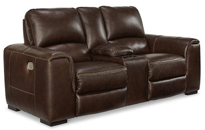 Alessandro Garnet Power Reclining Loveseat with Console