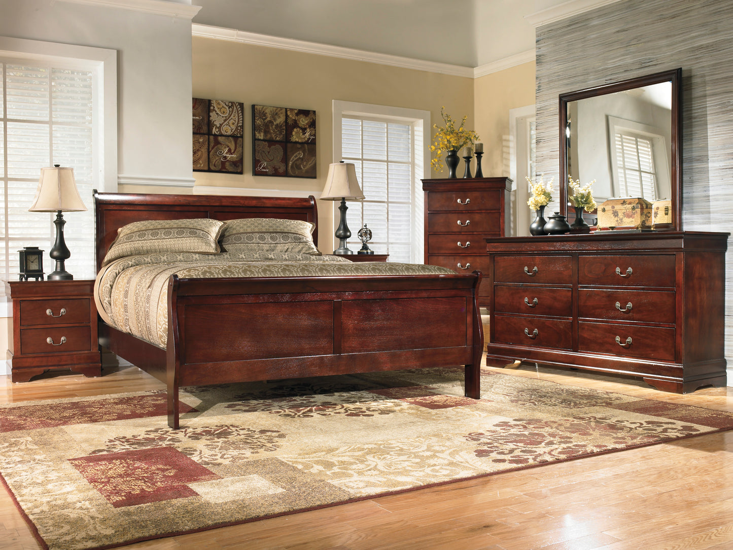 Moonwalker Cherry Sleigh Bed Bedroom Set