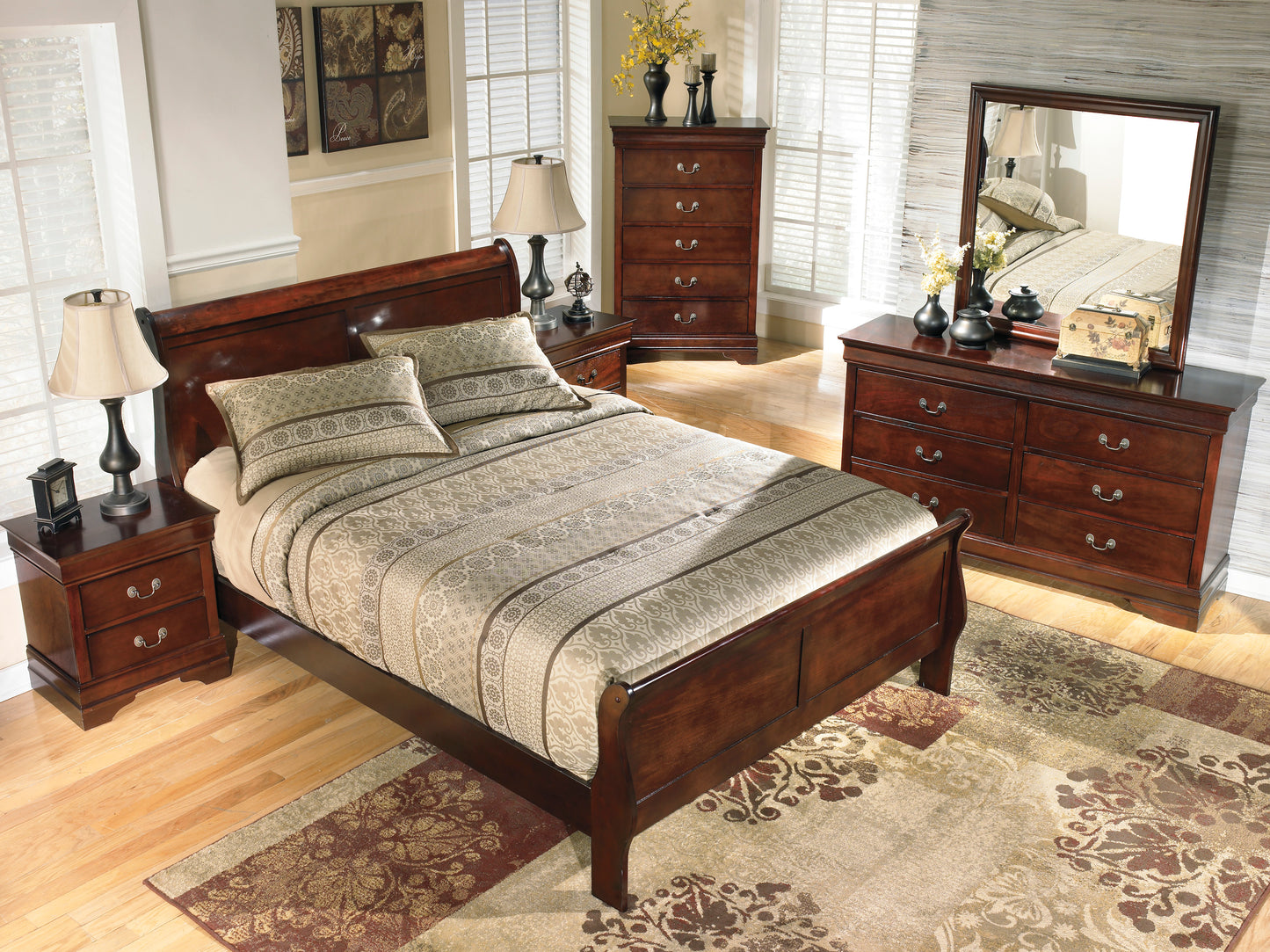 Moonwalker Cherry Sleigh Bed Bedroom Set