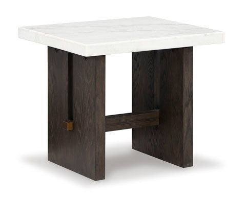 Burkhaus White and Dark Brown End Table