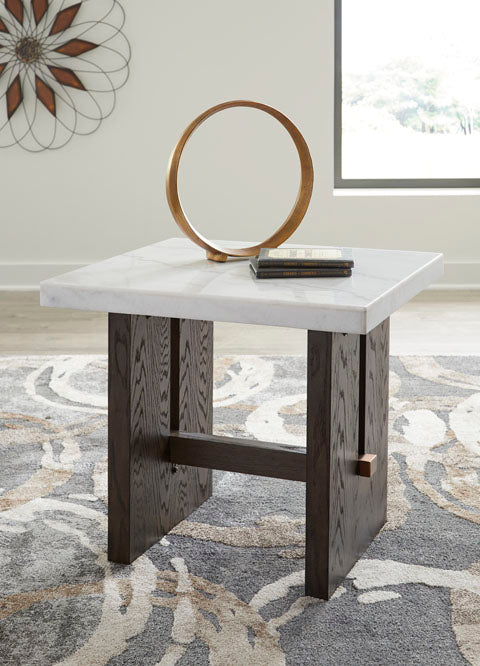 Burkhaus White and Dark Brown End Table