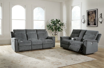 Barnsana Power Reclining Sofa and Loveseat Set