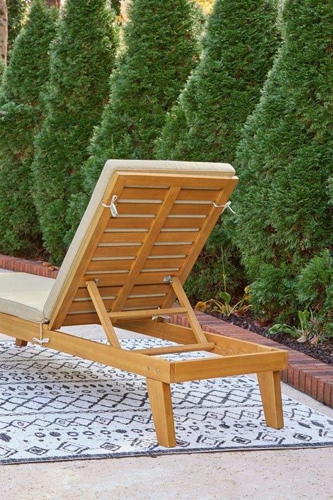 Byron Bay Light Brown Chaise Lounge with Cushion