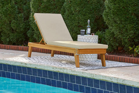 Byron Bay Light Brown Chaise Lounge with Cushion