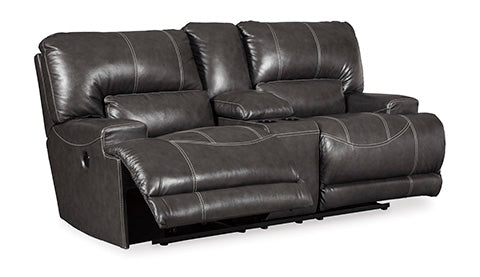 McCaskill Gray Power Reclining Loveseat with Console