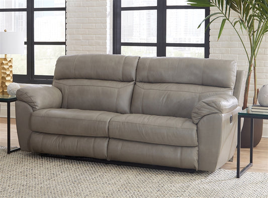 Catnapper Putty Italian Leather Costa Lay Flat Reclining Sofa